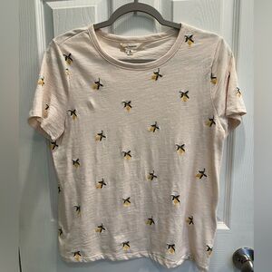NWOT Lucky Brand Short Sleeve with Embroidered Lemons